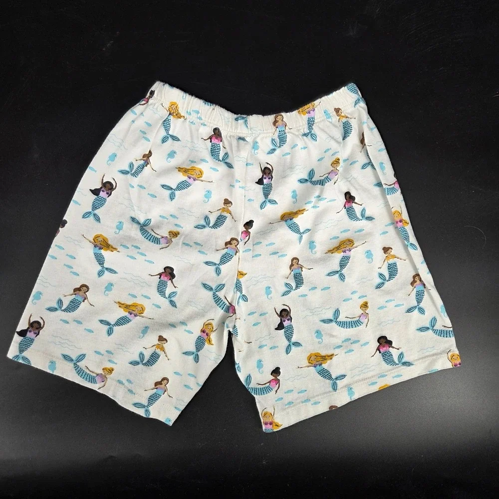 Mothercare Girls Mermaid Pajama Set White Flutter Sleeve Top Shorts Size 9-10Y